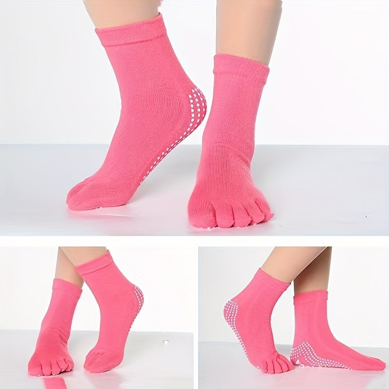 Five Toe Split Non Slip Silicone Grip Socks Yoga Workout Fitness