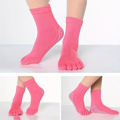 Five Toe Split Non Slip Silicone Grip Socks Yoga Workout Fitness