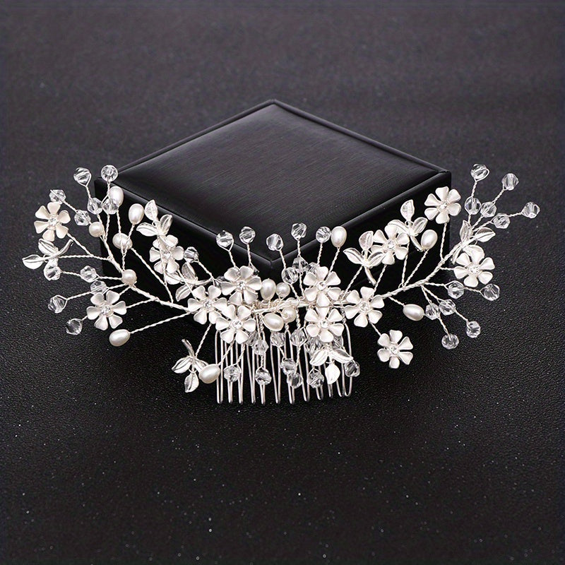 Rhinestone Faux Pearl Hair Comb Wedding Headwear