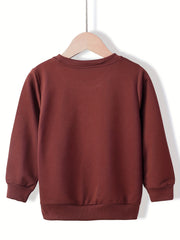 Girls' Cartoon School Stationery Graphic Round Neck Sweatshirt