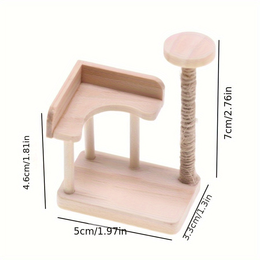 Wooden Cat Tree Playhouse Resin Cat Scene DIY Decor
