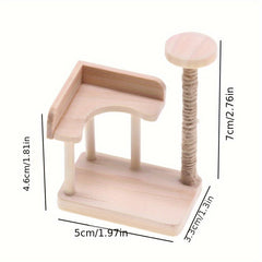 Wooden Cat Tree Playhouse Resin Cat Scene DIY Decor