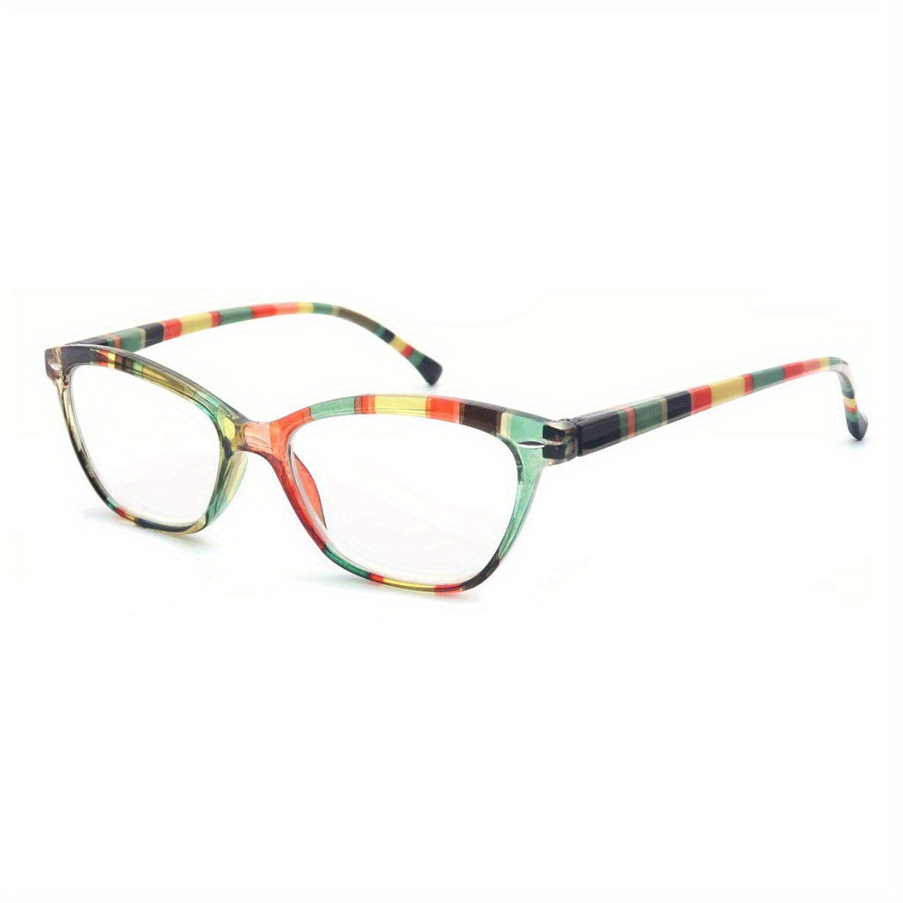 Cat Eye Reading Glasses Colorful Pattern Lightweight Flexible Spring Hinge