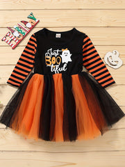 Halloween Toddler Baby Girls Dress Long Sleeve Mesh Gradient Party