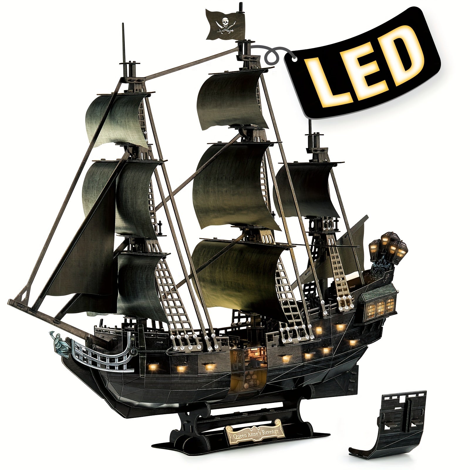 3D Puzzle Pirate Model with LED Lights