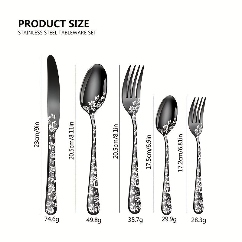 20PCS Christmas Stainless Steel Cutlery Set with Steak Fork