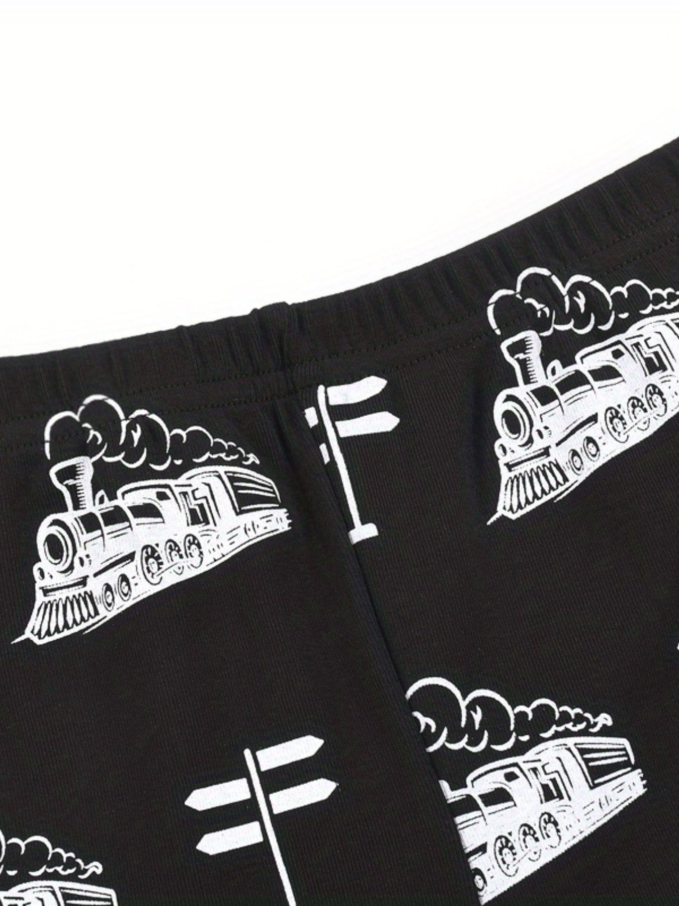 Boys' Train Print Pajama Set Cotton Long Sleeve Top & Pants