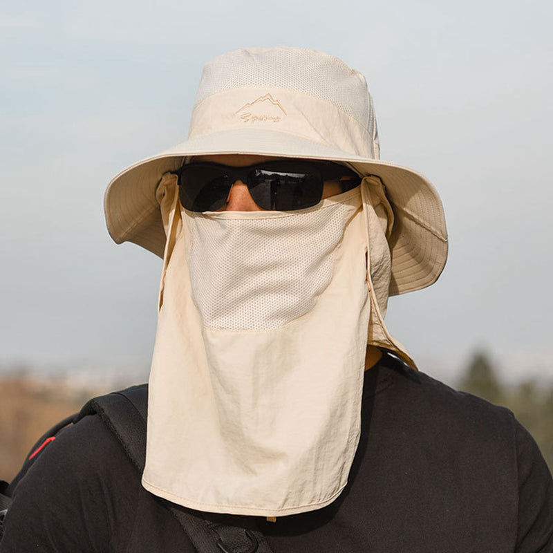 Sun Protection Bucket Hat With Removable Face Mask
