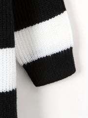  Colorblock Stripe Long Sleeve Cardigan
