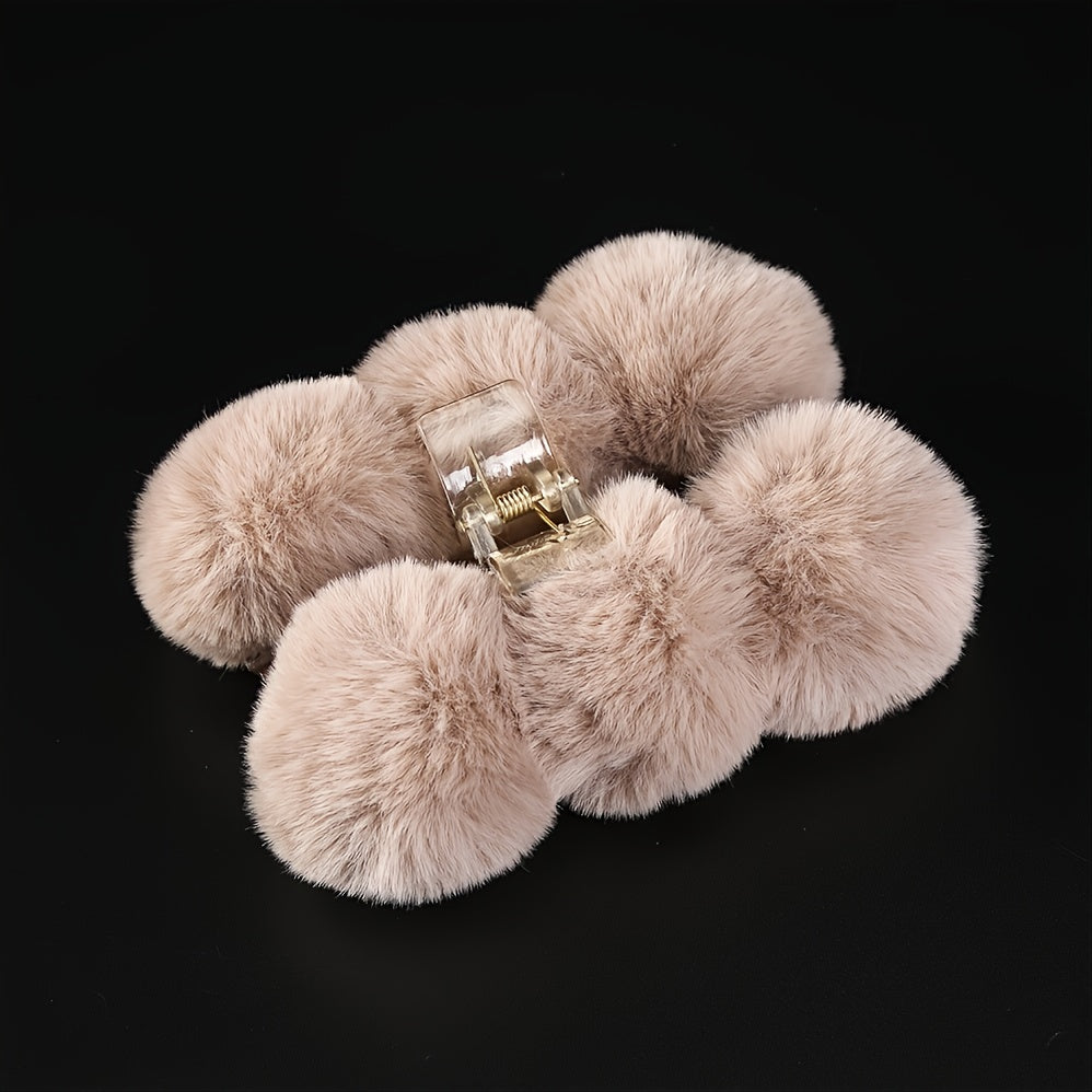Fluffy Plush Hair Claw Clip Winter Hair Barrettes for Girls Woman