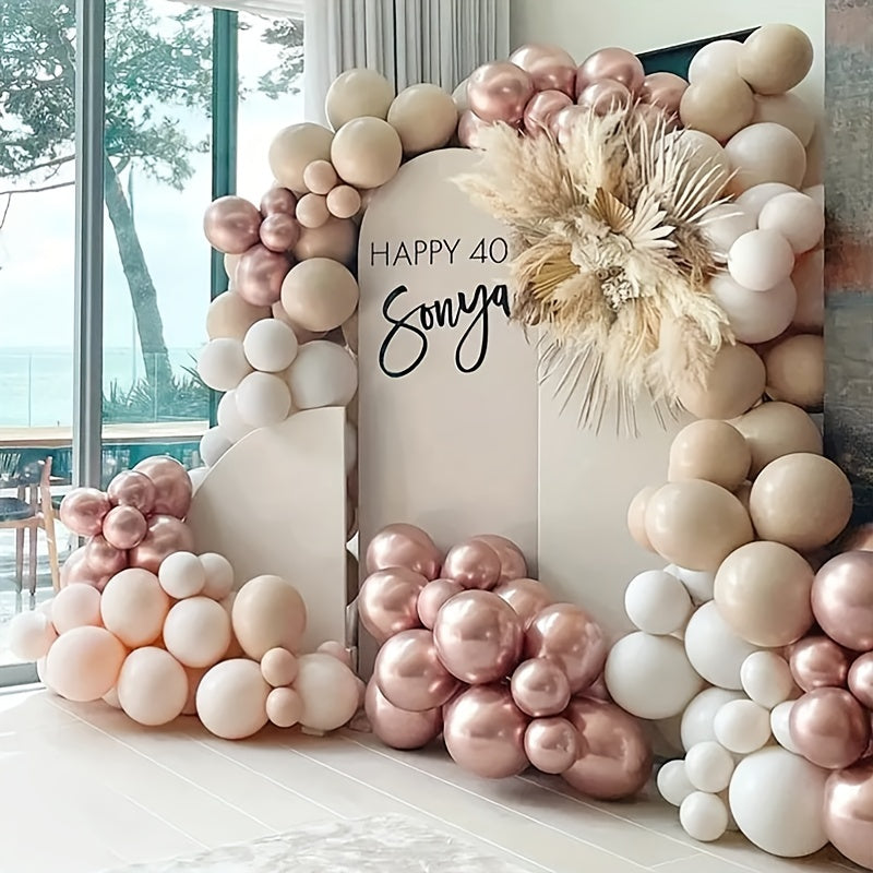 120pcs Brown Balloon Nude Rose Golden Double Filled Skin Tone Balloon