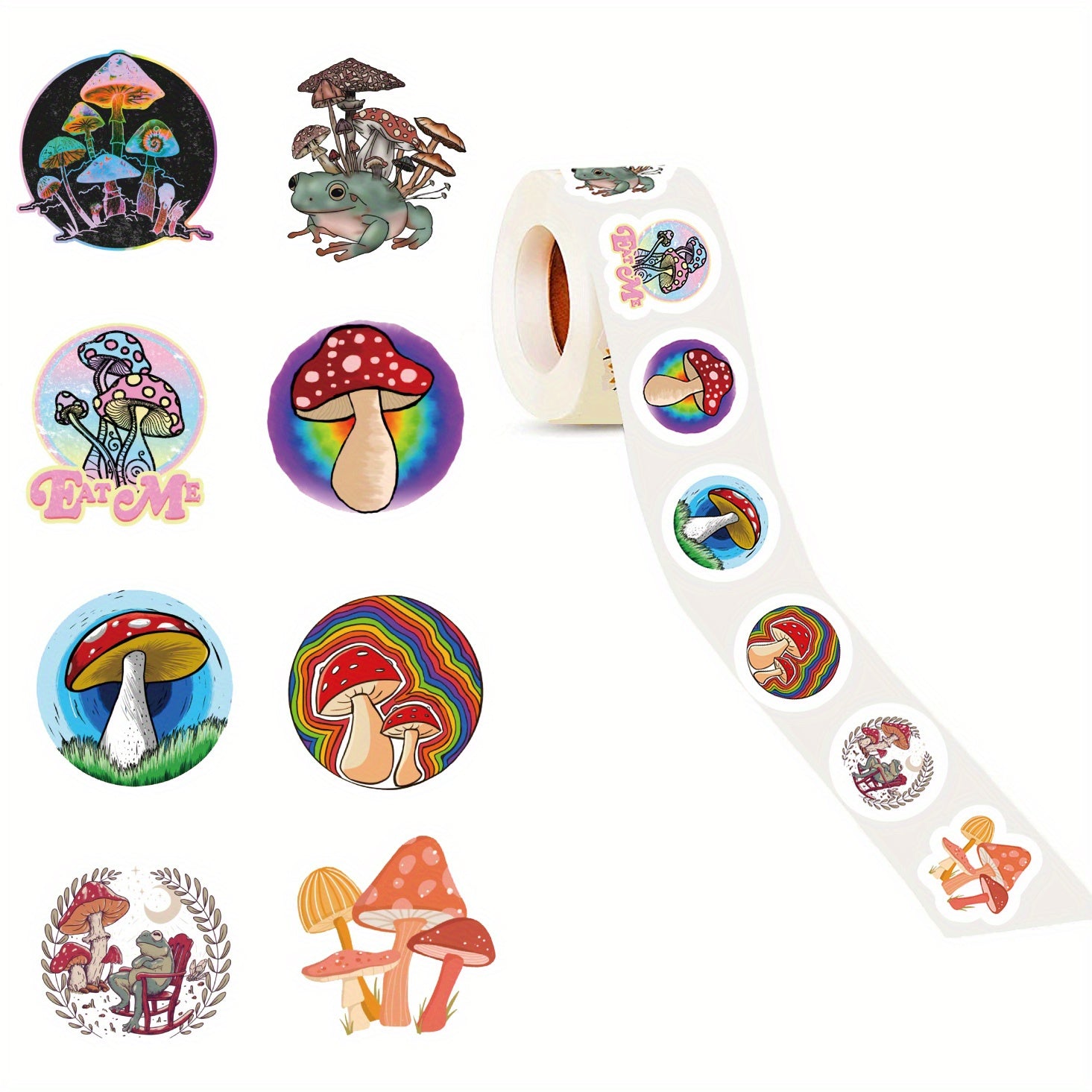 500pcs Mushroom Stickers Self Adhesive Seals for Scrapbooking Cards Envelopes