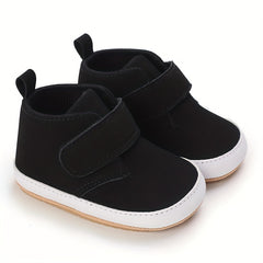 Baby Boys Solid Sneakers with Hook and Loop Fastener Lightweight Anti Slip Shoes