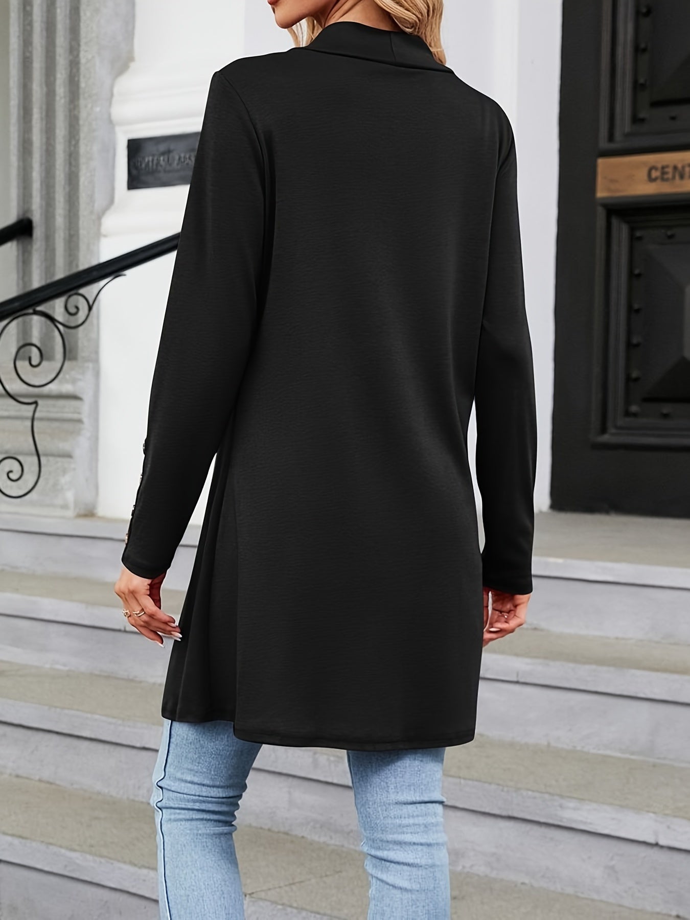  Solid Open Front Cardigan