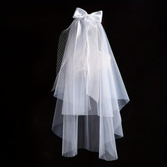 Bridal Head Veil With Mesh And Satin Bowknot Wedding Accessories