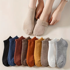 10 Pairs Women's Low Cut Ankle Socks Solid Soft & Comfy Stockings