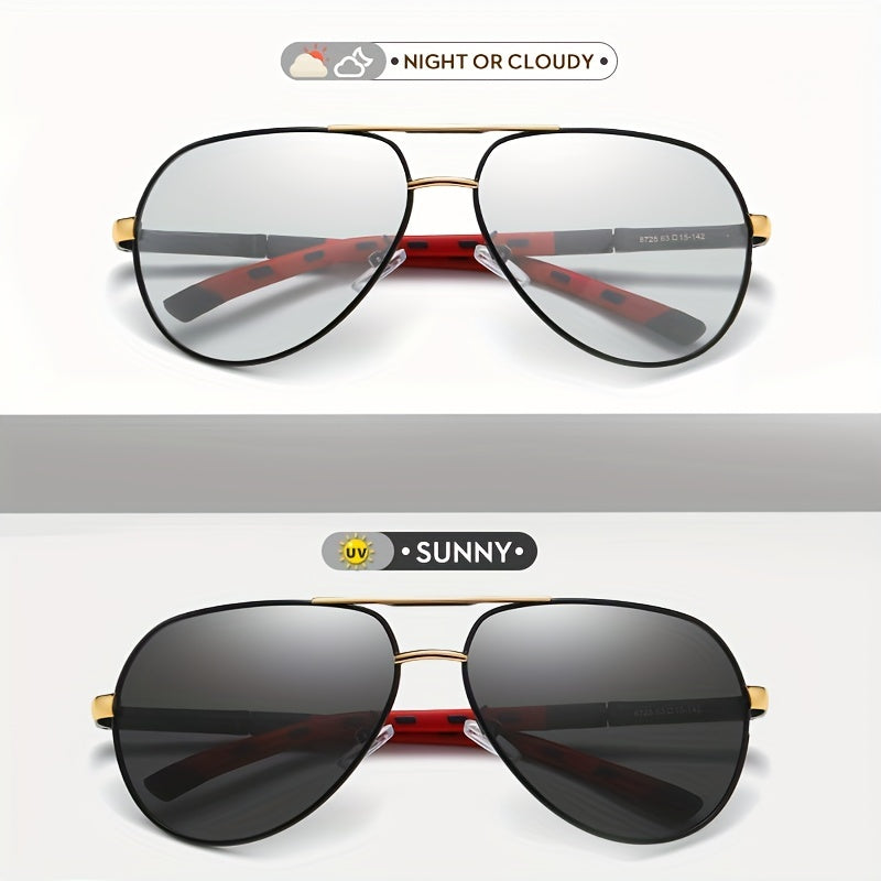 CoolPandas Aviation Sunglasses - Men's Photochromic Polarized Anti Glare Eyewear