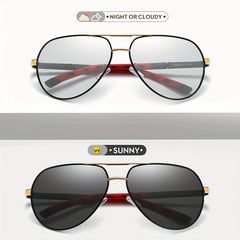 CoolPandas Aviation Sunglasses - Men's Photochromic Polarized Anti Glare Eyewear