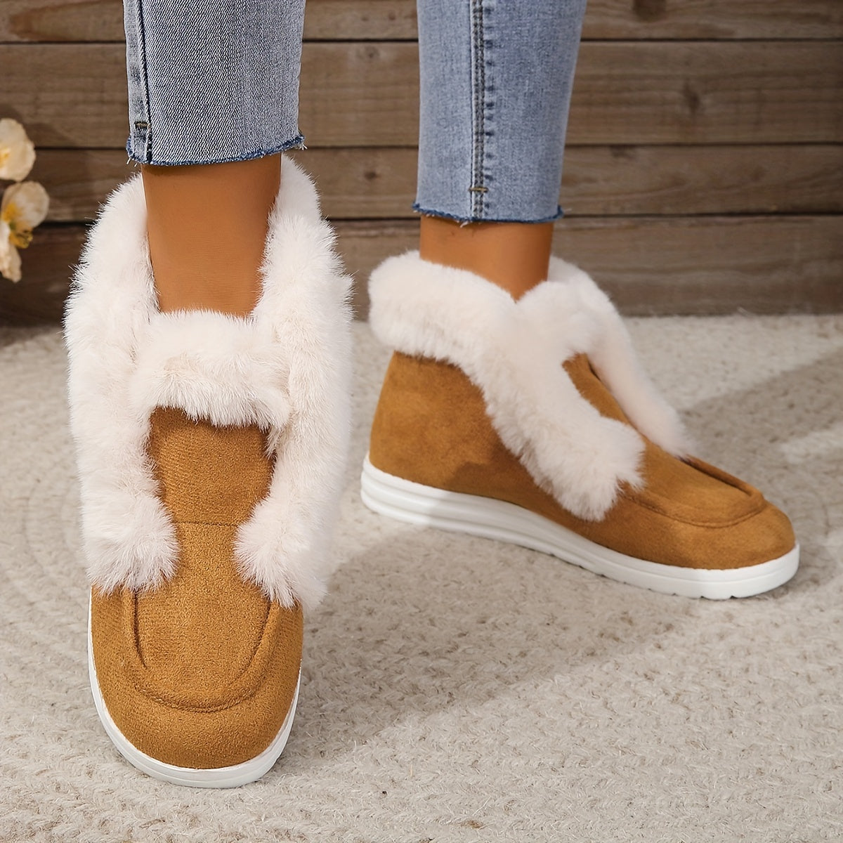 Plush Thermal High Top Slip On Ankle Boots Winter Snow Boots
