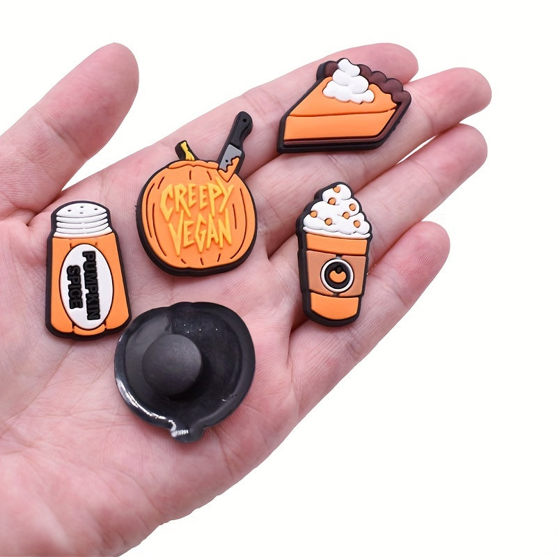 17pcs Halloween Pumpkin Shoe Charms for Clogs Sandals PVC Shoe Decorations