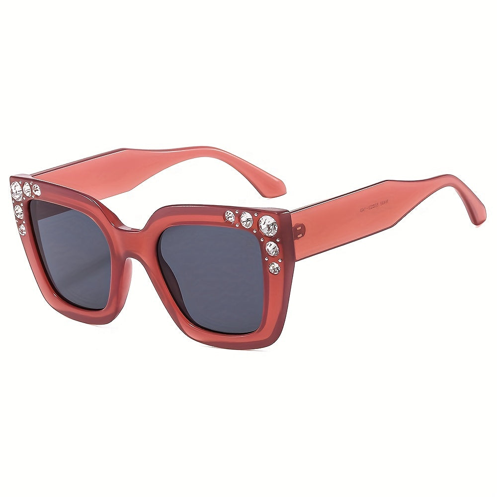 Men's Large Frame Diamond Studded Square Sunglasses Stylish Cat Eye Design