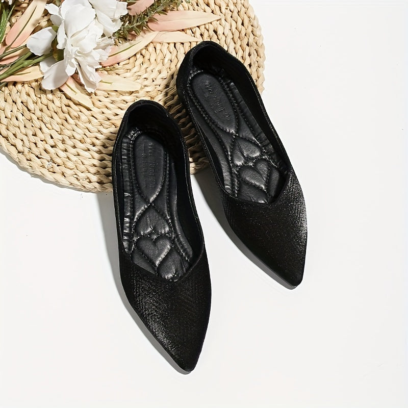 Women's Satin Ballet Flats Pointed Toe Soft Sole Slip On Shoes