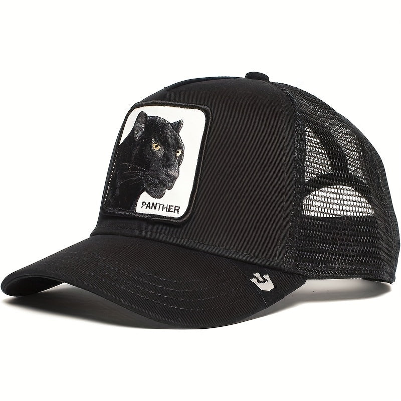 Lion Embroidery Patch Trucker Hat Lightweight Breathable Hip Hop Sun Cap