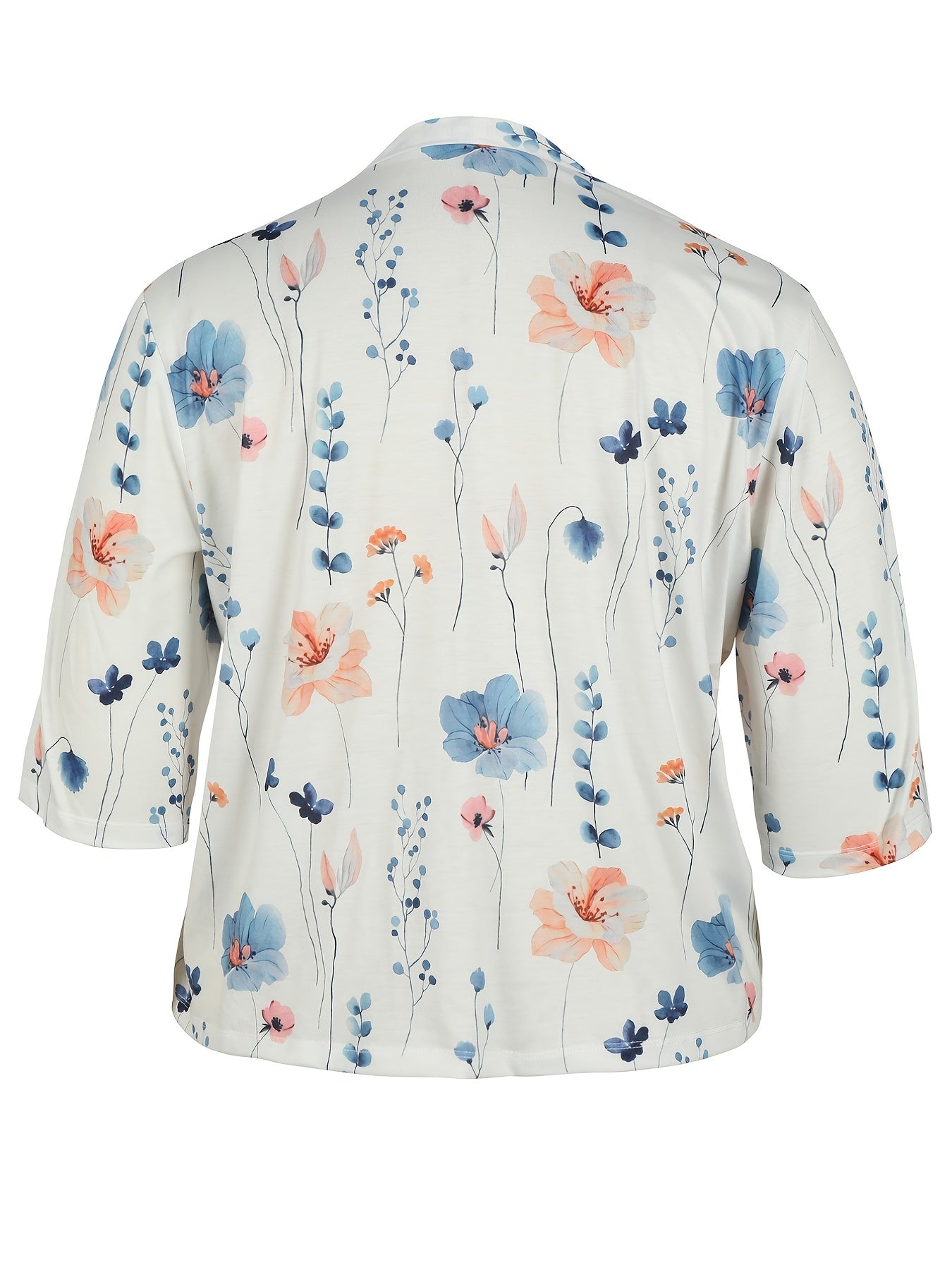  Floral Print Half Sleeve Cardigan