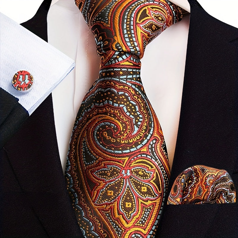 Men's Jacquard Tie Cufflink Square Scarf Business Parties