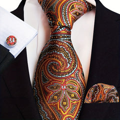Men's Jacquard Tie Cufflink Square Scarf Business Parties