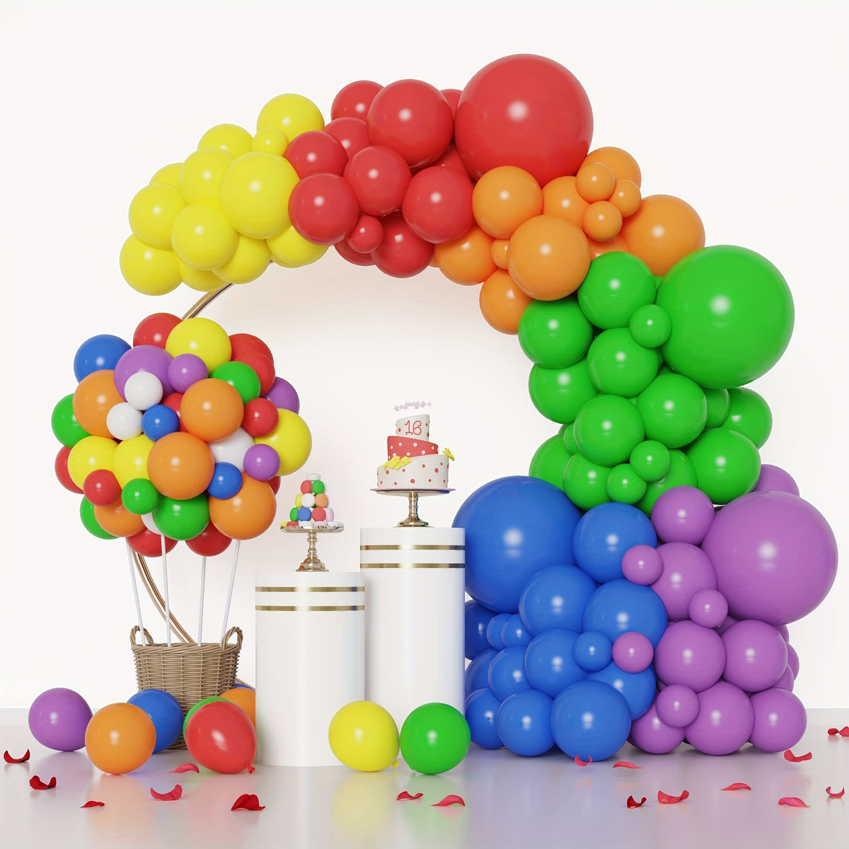 129pcs Rainbow Balloon Arch Kit for Birthday House Themed Decor