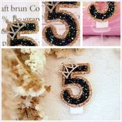 Metallic Powder Birthday Cake Number Candles With Sparkles