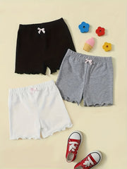 Girls Bow Front Elastic Waist Safety Shorts Tight Fit Kids Spring Summer Outfit