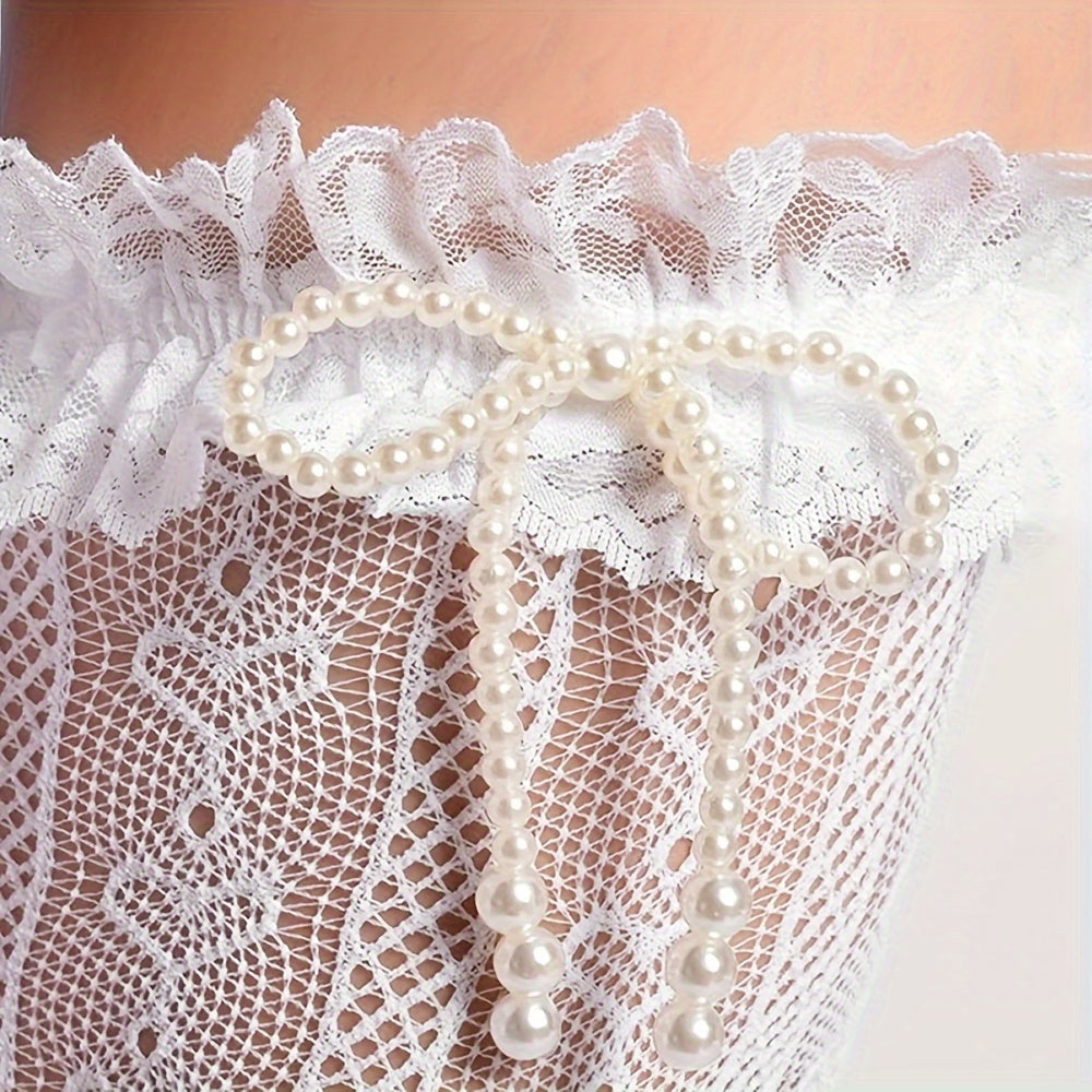 Heart Pattern Thigh High Socks Lace Trim Over The Knee Socks