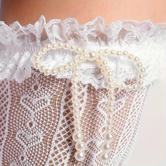 Heart Pattern Thigh High Socks Lace Trim Over The Knee Socks