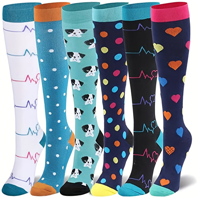 6 Pack Copper Compression Socks for Men and Women - Circulation Support