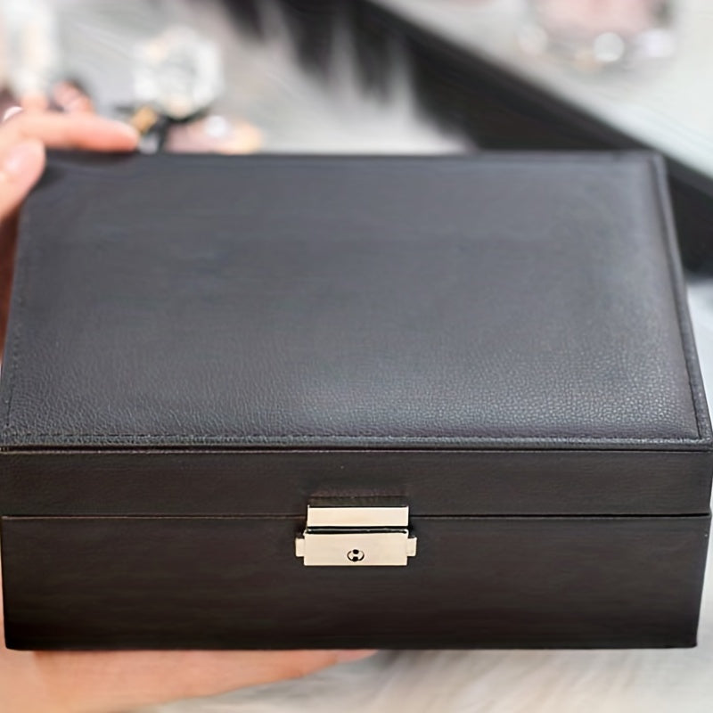 Double Layer Large Capacity PU Jewelry Box Portable Leather Jewelry Storage Box