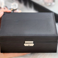 Double Layer Large Capacity PU Jewelry Box Portable Leather Jewelry Storage Box