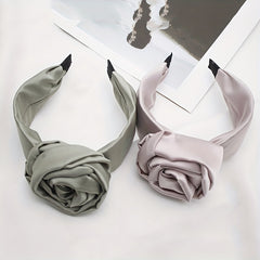 Wide Flower Headband Rose Hair Band Satin Hoop Sweet Accessories