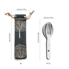 2 in 1 Folding Spork Stainless Steel Spoon & Fork Camping Hiking Backpacking