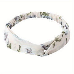 Floral Print Chiffon Headband Stretchy Headdress Hair Band