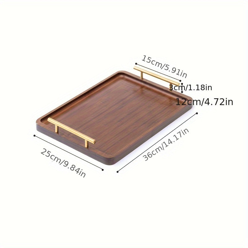 Wooden Breakfast Tray with Handle - Solid Wood Dinner Plate