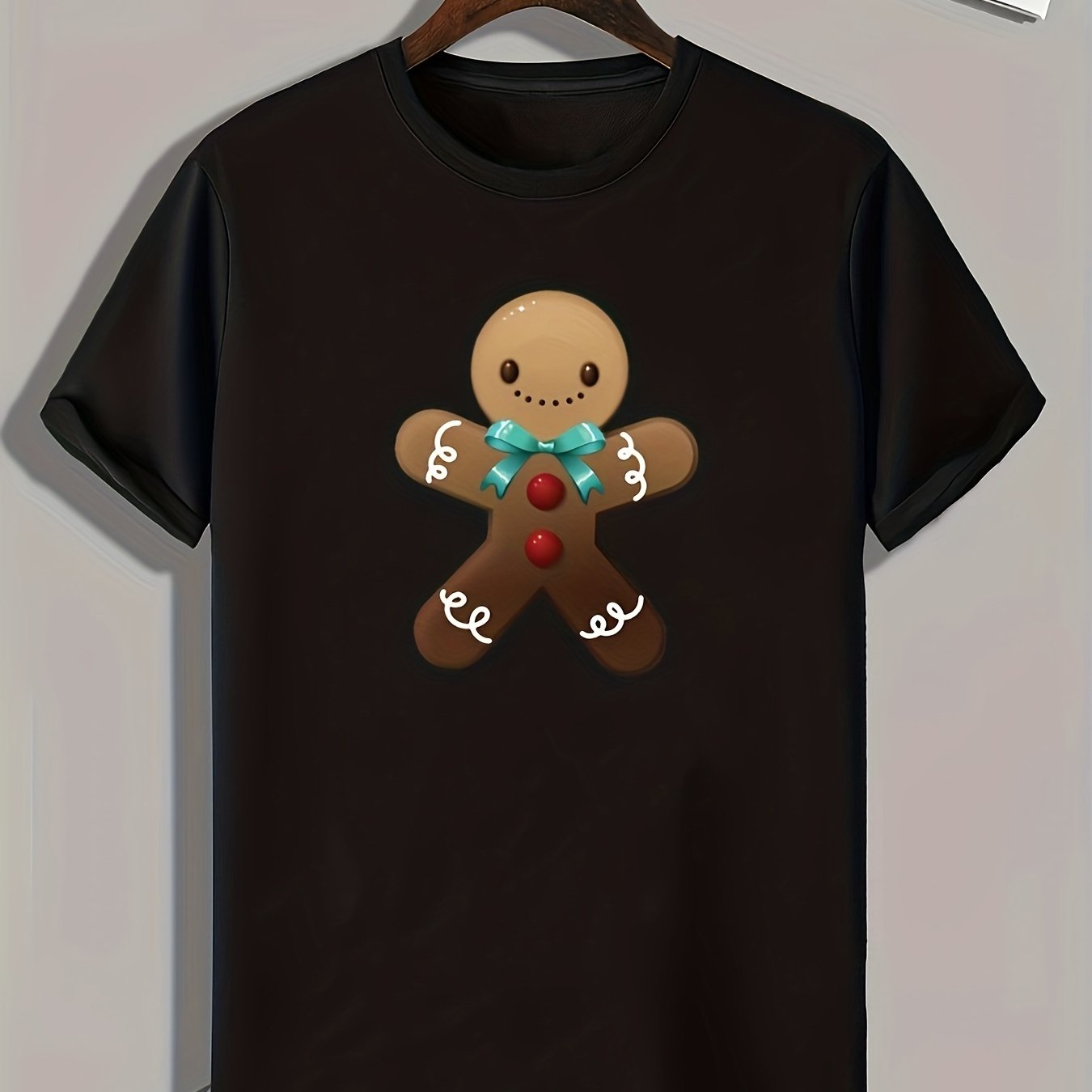 Gingerbread Man Print Men's Graphic T shirt Casual Tees For Summer