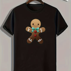 Gingerbread Man Print Men's Graphic T shirt Casual Tees For Summer