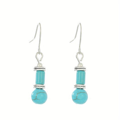 Turquoise Bohemian Hook Earrings Silver Plated Jewelry