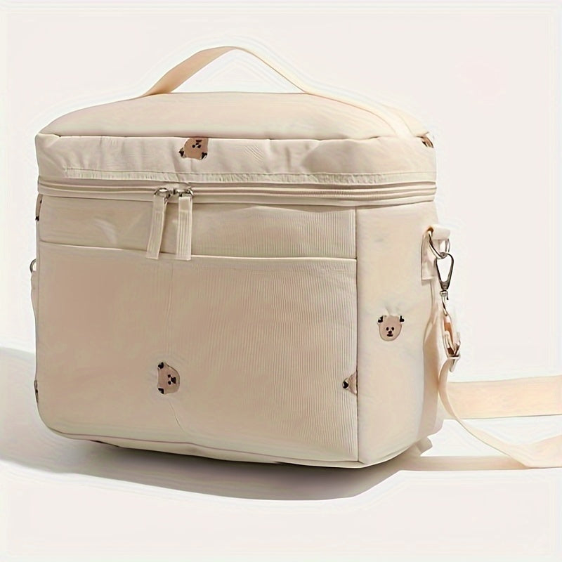 Beige Insulated Bottle Cooler Bag Stroller Storage Breastmilk Preservation