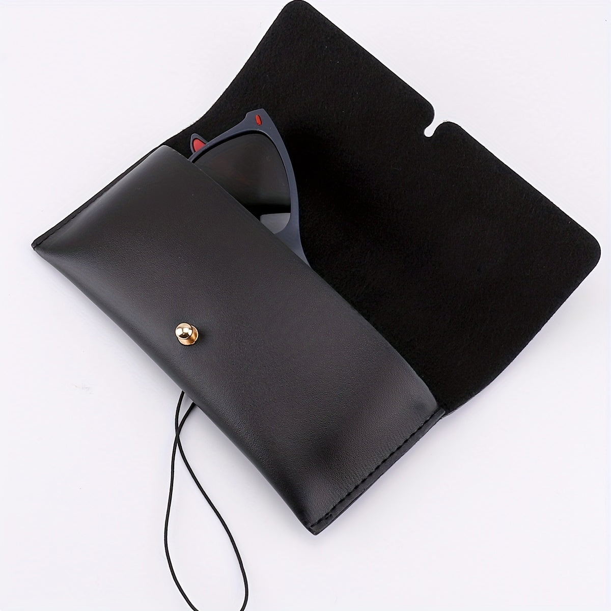 Solid PU Leather Sunglasses Storage Case Pouch Portable Eyewear Container