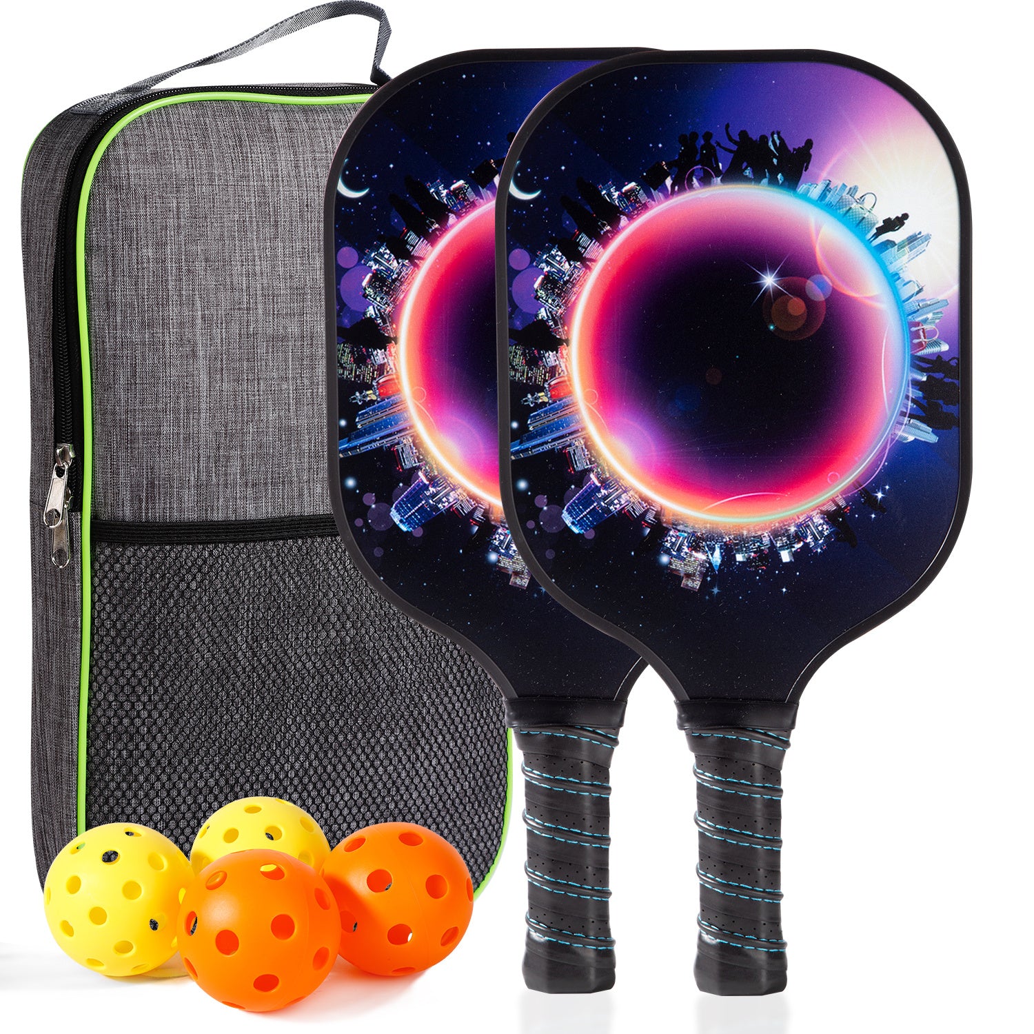 Lightweight Carbon Fiber Pickleball Set with Paddle Ball and Tote Bag