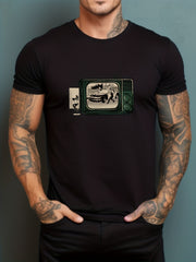 Men's Printed Leisure Sports T shirt Casual Round Neck Tee Shirt