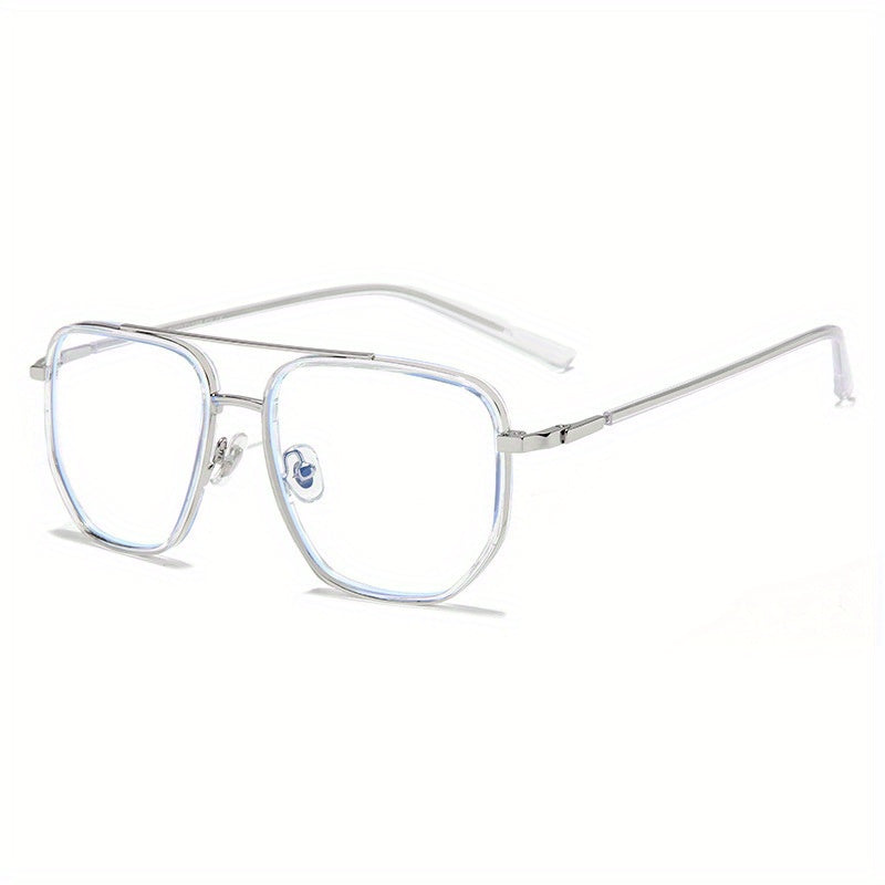 Light Blocking Glasses Square Clear Lens Anti Eyestrain Computer Metal Glasses